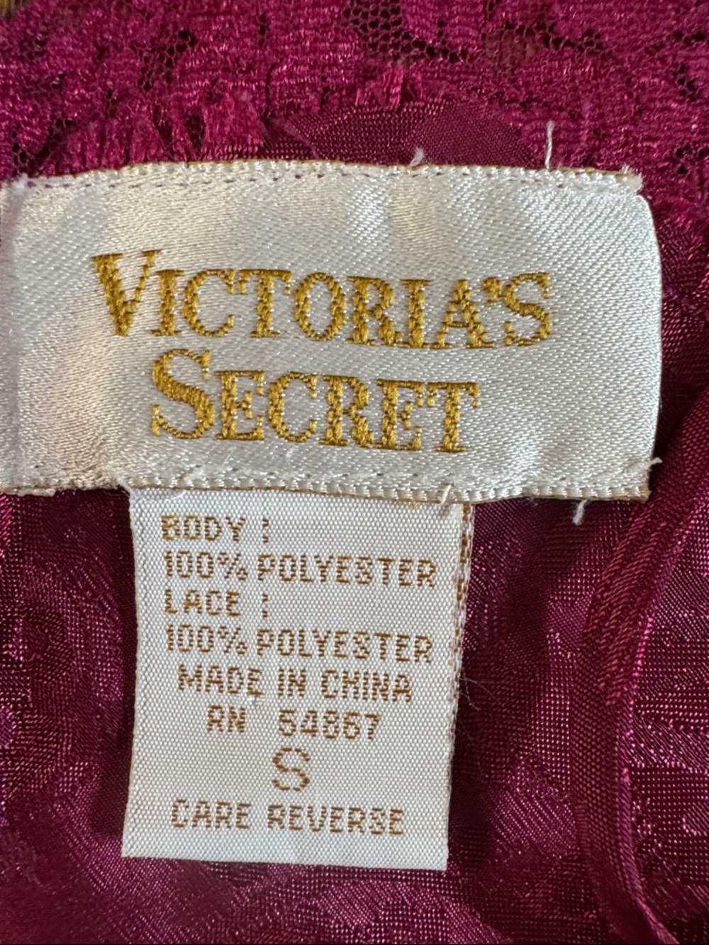 GOLD LABEL VINTAGE Victorias Secret Berry Lace Trim Slip Dress SZ S - Picture 5 of 6